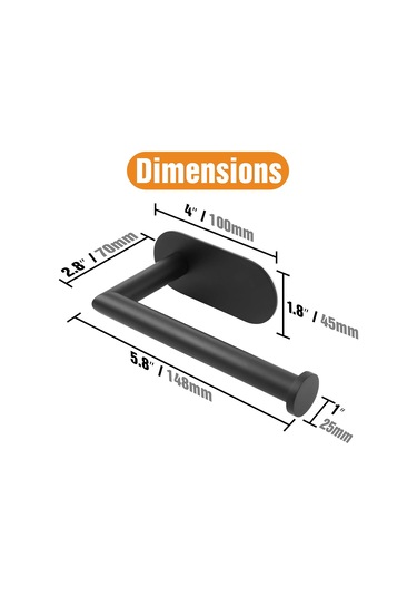 Mat Siyah Tuvalet Kağıdı Tutucusu Delme Gerektirmez Diğer