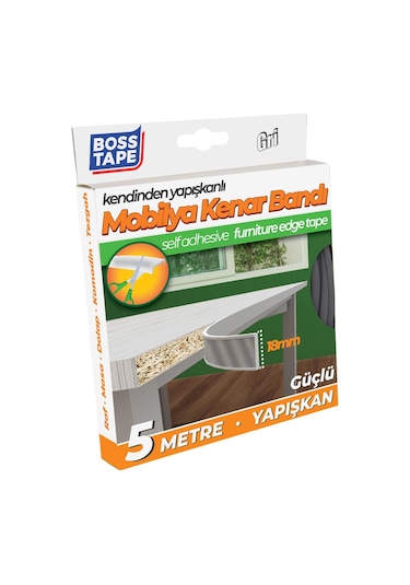 Boss Tape Yapışkanlı Gri Masa Mobilya Kenar Bandı