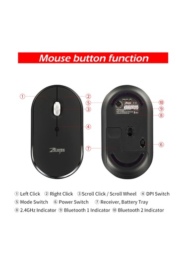 F-11 Üç Modlu Mini Kablosuz Bluetooth 2.4g 2400 Dpı Mouse