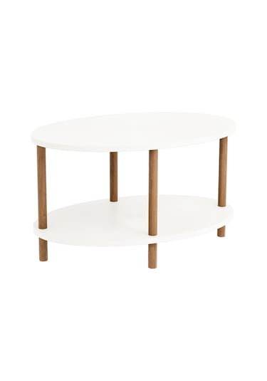 Orta Sehpa Oval Ahşap Ayaklı Iki Katlı Gazetelikli