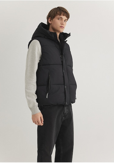 Mavi - Kapüşonlu Siyah Şişme Yelek 0110306-900