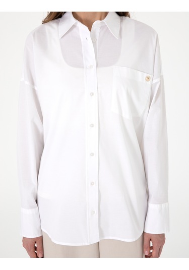 Pierre Cardin Kadın Beyaz Gömlek Desenli 50313596-vr013 Beyaz