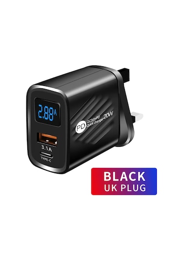 Dawndesslo 20w Usb Pd Hızlı Şarj Cihazı İphone Uyumlu Samsung Uyumlu Xiaomi Huawei İçin C Tipi Dijital Ekranlı Duvar Adaptörü Brdistribütör Garantili