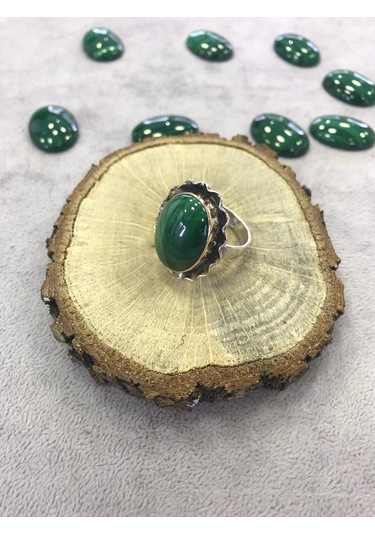 Malahit Malakit Taşlı Gümüş 925 Ayar Yüzük 925 Ayar - 372519173