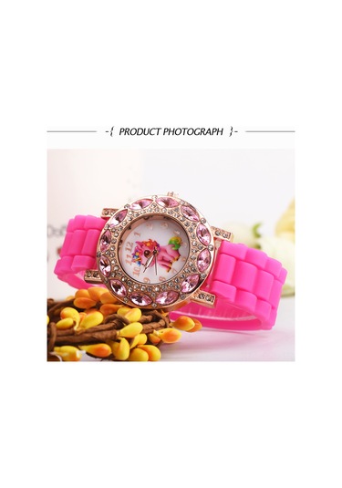 Padalink Kız Çocukları İçin Pürüzsüz Silikon Kordonlu Kuyruklu Unicorn Desenli Akıllı Saat - Kaya Taçlı Çerçeve Ve Kuvars Hareketi İle Zirve Konfor Diğer