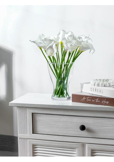 Yapay Çiçek Islak Gerçek Gala Çiçeği 8 Dal Net Beyaz 34 Cm