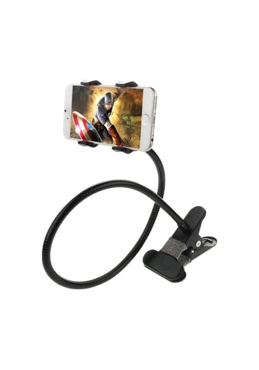 2'li Mobil Tutucu - Cep Telefonu İçin Kelepçeli Bükülebilir Stand, Siyah Çok Renkli