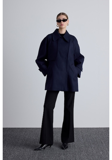 Mari Kruvaze Trenç Kaban Lacivert Lacivert