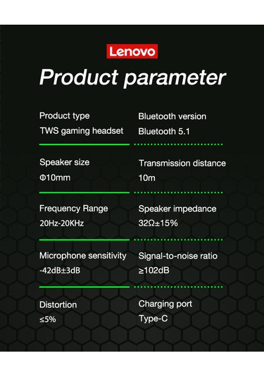 Lıcorıce Lenovo Kablosuz Bluetooth5.0 Kulaklık XT92 Kulak İçi Oyun Kulaklığı
