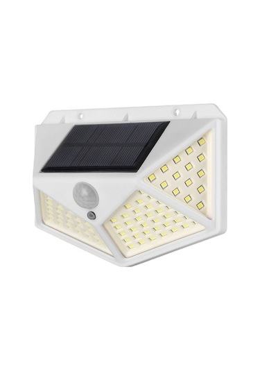 Güneş Enerjili Dört Yönlü Aydınlatma Duvar Lambası, 100 Led İnsan Algılama, 3 Çalışma Modu, Dış Mekan Bahçe Işığı Beyaz 1 Adet Beyaz Beyaz