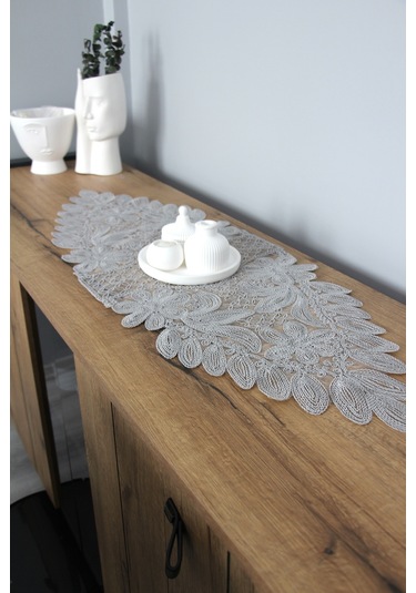 Dantel Kordon Örme Detay Masa Runner Fiskos Örtüsü 100x35 Cm 1010-kelebek