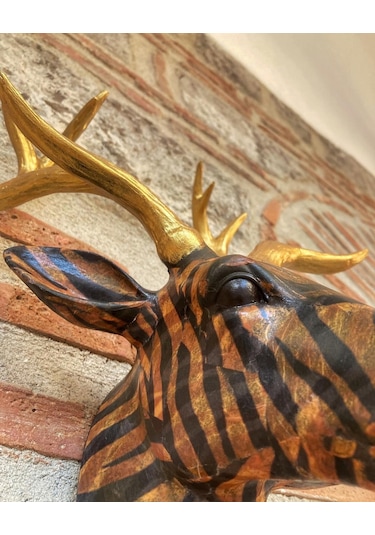 Geyik Duvar Bust Biblo Desenli