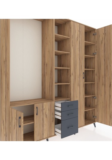 Hyperion Dolap 13 Raflı 3 Çekmeceli 4 Kapaklı 220x44x243 Çam-çam/antrasit Atlas Çam/antrasıt Hyperion Dolap 13 Raflı 3 Çekmeceli 4 Kapaklı 220x44x243 Çam-çam/antrasit Atlas Çam/antrasıt