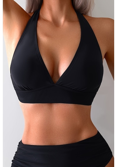 Angelsin Arkadan Bağlamalı Bikini Üstü Çıkartılabilir Kaplı Siyah