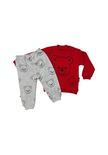 Serpme Ayı Kafalı İkili Takım Kırmızı