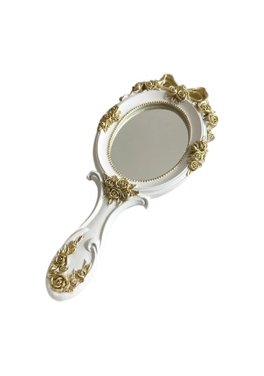 Likeable El Makyaj Aynası Sevimli Yaratıcı Ahşap Retro El Aynası - Beyaz Beyaz