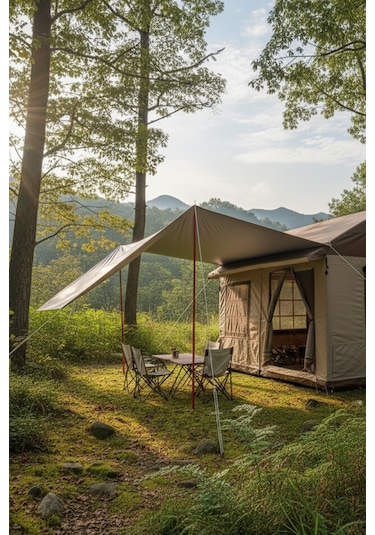 10-12 Kişilik Oxford Kumaş Şişme Çadır 350x350x250cm Su Geçirmez Pu4000+mm Haki Yeşil