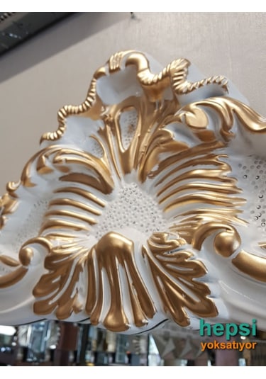 Vintage Madam Model Beyaz Altın Renk Varaklı Boy Aynası (442907834) Beyaz