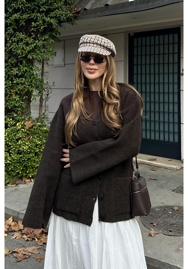 Kahverengi Çift Cepli Hırka - 04622 Kahverengi