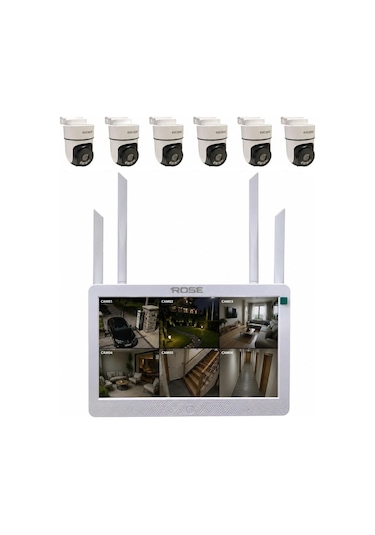 Rose 6 Ptz Kameralı 10.1'' Lcd Ekranlı Sesli Kablosuz Wifi Kamera Seti