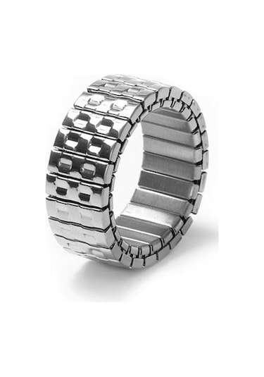 Chavin Silver Çelik 10 Mm Unisex Lastikli Geniş Yüzük Ev39by Gri