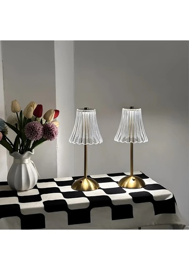 Besthome1 2 Adet Şarjlı Dokunmatik Masa Lambası Altın Renk Yatak Odası Oturma Odası Aydınlatma Altın