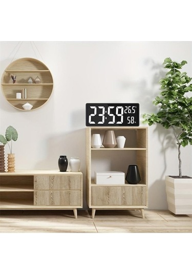 Maiyame 14.3 İnç Dijital Saat, Zaman-sıcaklık-nem Göstergeli, 3 Parlaklık Seviyesi, Akşam Otomatik Yarı Parlak Mod, 12/24 Saat, Duvar Veya Masaya Konulabilir Beyaz - Siyah