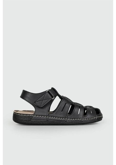 Siyah Cırtlı Erkek Sandalet Apella M0307 M Siyah