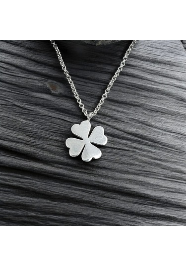 925 Ayar Gümüş Yonca Model Unisex Kolye Gümüş