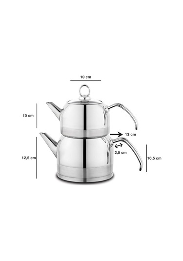 Schafer Ada Metal Çaydanlık Takımı Orta 4 Parça-ınox - Gri