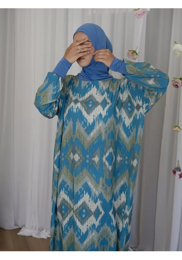 Hicablı Müslüman Namaz Elbisesi 236872625 Mavi