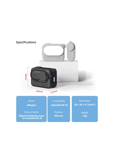 Lemestar Insta360 Go 3s Kamera Kılıfı - Şok Emici Silikon Korumalı Ve Boyun Askılı Aksesuar