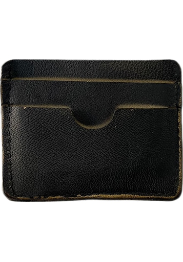 Gerçek Deri Antik Siyah El Yapımı Deri Kartlık Siyah