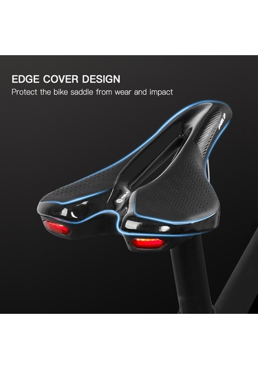 Wheel Up-bisiklet Eyer Usb Şarj İle Bisiklet Yumuşak Eyer Uyarı Y24469 Siyah