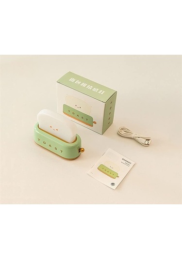 Ebitda Dkııl Noıyb Sevimli Tost Gece Lambası, Ekmek Led Lamba, Modern Çocuk Odası Için Açık Yeşil