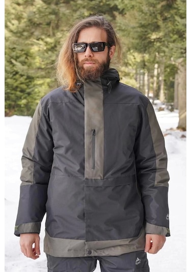 Kışlık Su Geçirmez 3ü 1 Arada Erkek Mont 531 3in1 Fiyort Yukon Siyah-haki