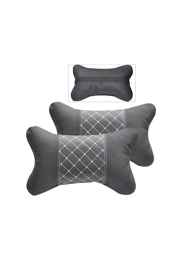 Deri Araç Boyun Destek Yastığı Desenli Beyaz 2 Adet (299722007)