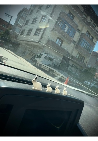 4 Parça Sevimli Tavşan Ailesi Dikiz Aynası Süsü - Ayna Süsü Araba Süsü Torpido Süsü Oto Aksesuar