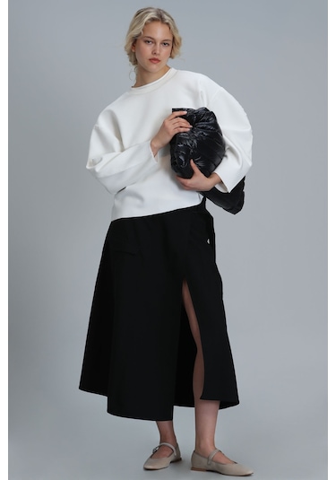 Lufian Selin Kadin Örme Sweatshirt Kirik Beyaz Kırık Beyaz 122030005100510 Kırık Beyaz