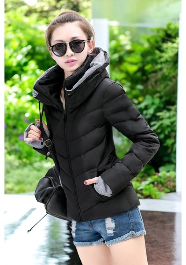 Günlük Kısa Kışlık Şişme Kadın Mont Co801syh2 Siyah