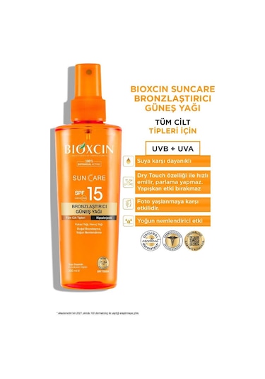 Bioxcin Sun Care SPF 15 Bronzlaştırıcı Güneş Yağı 200 ML