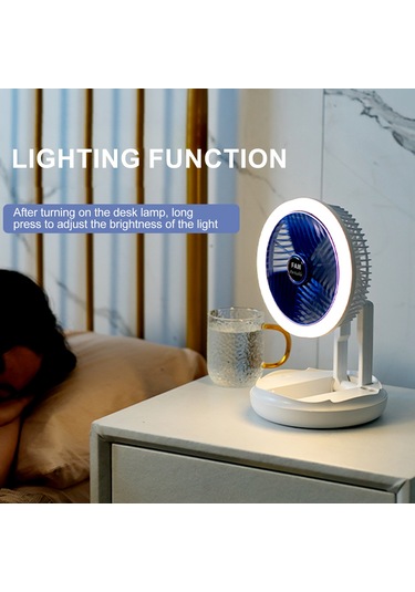 Maiyame F168 Multifonksiyonlı Klipsli Fan - 300 Açı Ayarı, 4 Hız Seviyesi, Yer Işığı Ve Parlaklık Kontrolü, 2000mah Li-pol Batarya, Type-c Şarj, Masaüstü/duvar Montajlı