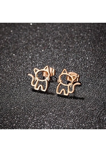 Fastbuy Kedi Paslanmaz Çelik Sevimli Küpeler, 1 Çift, Bayan Punk Takı, Çok Renkli, Moda, Küçük Kulak Çıtçıt Takı, Hediye İçin Çok Renkli