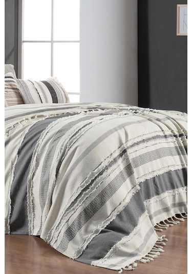 Sarev Reyna Siyah Çift Kişilik %100 Pamuk Yatak Örtüsü Siyah