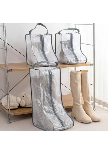 Xiaaokeji Kadın Uzun Ve Kısa Bot Saklama Çantaları, 2 Büyük+2 Küçük Seyahat İçin Gri