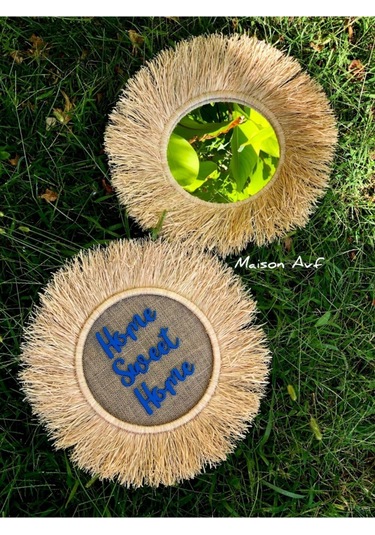 Rafya Ayna & Home Sweet Home Duvar Süsü 2'li Set M067