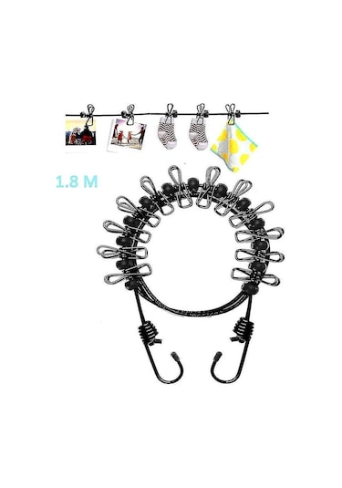 Ganzhoushop Çamaşır Askılığı Halatı Geri Çekilebilir Taşınabilir Çamaşır Askısı Depolama Çamaşır Askısı 12 Klipsli Çamaşır Kampı İçin Çok Renkli