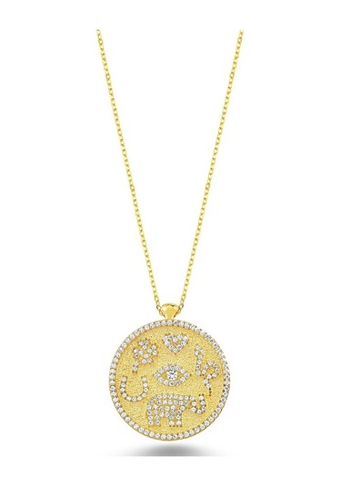 Zirkon Taşlı Hayat Madalyon Gümüş Kolye