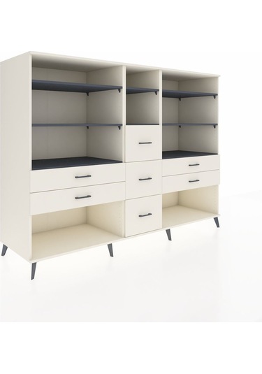 Kronos Dolap 8 Raflı 7 Çekmeceli 220x59x163 Aytaşı-antrasit/ayta Aytaşı-antrasit/aytaşı