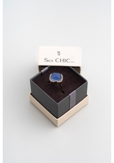 Safir Zarafeti 18 Ayar Sarı Altın Kaplama Gümüş Tasarım Yüzük Sarı